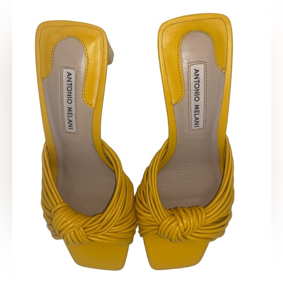 ANTONIO MELANI | Yellow Knot Block Heel Sandals | Size 7 - Picture 6 of 11